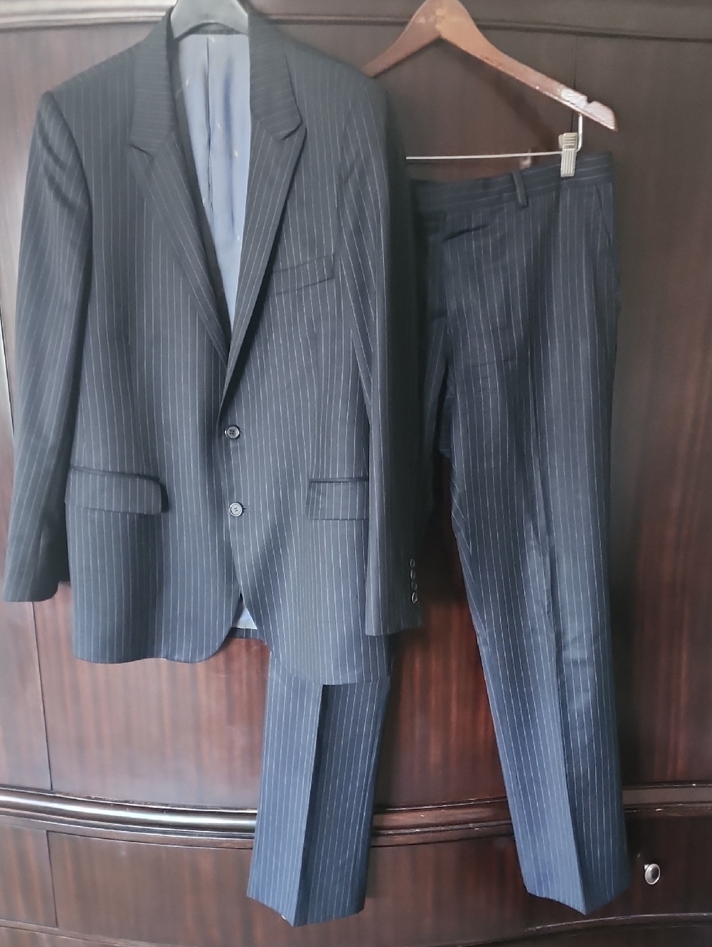 Emanuel Ungaro Black Pinstripe Suit Jacket & Trousers
